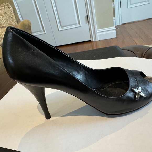 Louis Vuitton Black Leather Peep Toe Pumps Size 8.5 - Picture 11 of 16